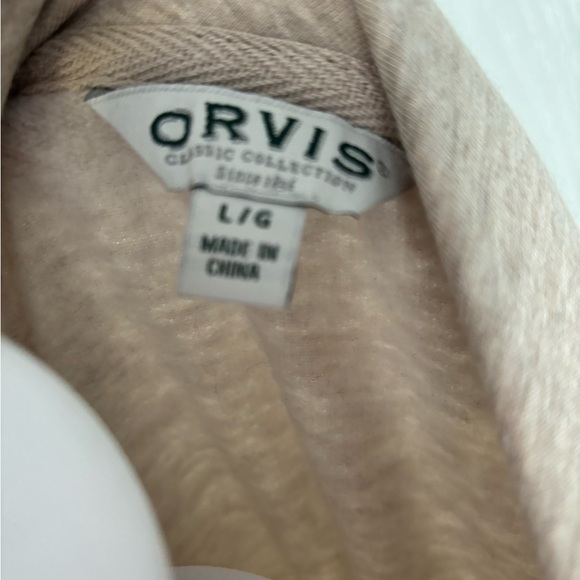 Orvis Sweatshirt Beige Oatmeal Long Sleeve Pullover V-neck Soft Fleece Large - Picture 7 of 15